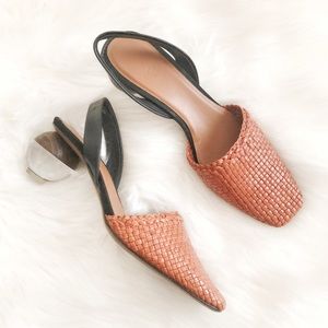 Neous Woven Leather Slingback Sandal Pumps Heels